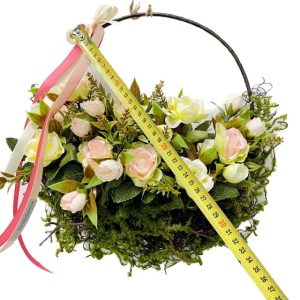 Wianek wiosenny ze sztucznych kwiatów - 33cm - ręcznie robiony