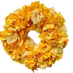 Wianek wiosenny ze sztucznych kwiatów hortensji - 45cm - ręcznie robiony