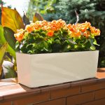 Doniczka plastikowa balkonowa podłużna niska kremowa