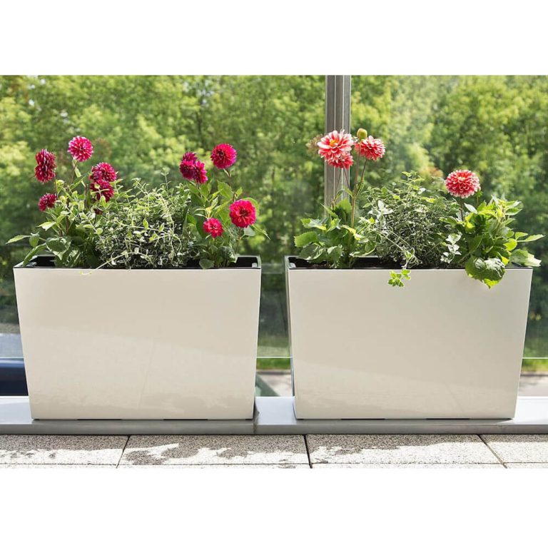 Doniczka plastikowa balkonowa podłużna wysoka biała