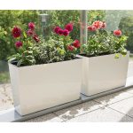 Doniczka plastikowa balkonowa podłużna wysoka kremowa