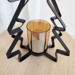Świecznik metalowy czarny choinka Loftowy 31cm