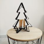 Świecznik metalowy czarny choinka Loftowy 31cm