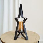 Świecznik metalowy czarny gwiazda Loftowy 32cm