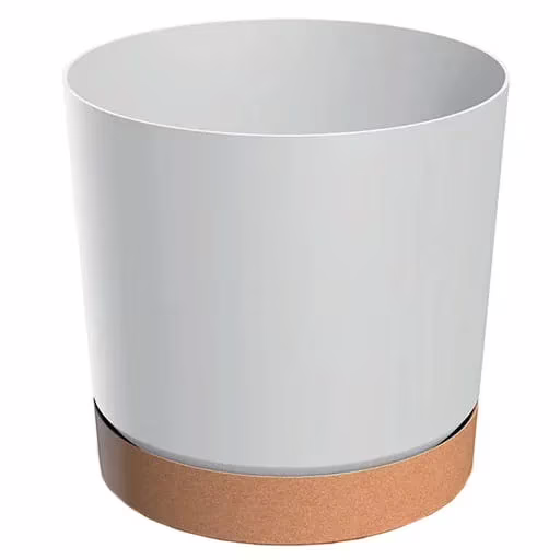 [test]Doniczka plastikowa z podstawką biała z brązową podstawką (Kopia)