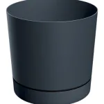 Doniczka plastikowa z podstawką antracytowa