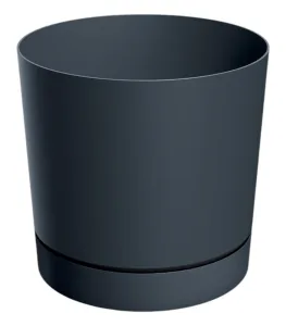 Doniczka plastikowa z podstawką antracytowa
