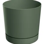 Doniczka plastikowa z podstawką zielona
