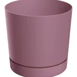 Doniczka plastikowa z podstawką różowa