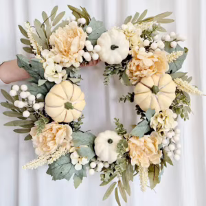 Wianek na drzwi ze sztucznych kwiatów jesienny 55cm