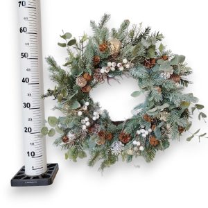 Wianek na drzwi świąteczny sztuczny z eukaliptusem 65cm ręcznie robiony