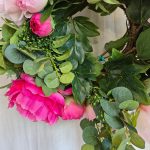 Wianek wiosenny ze sztucznych kwiatów  ręcznie robiony 50cm