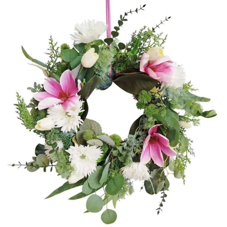 Wianek na drzwi ze sztucznych kwiatów 50cm