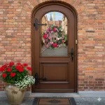 Wianek na drzwi wiosenny różowy ręcznie robiony 45cm