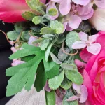 Wianek na drzwi wiosenny różowy ręcznie robiony 45cm