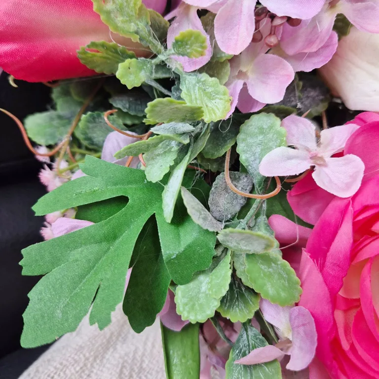 Wianek na drzwi wiosenny różowy ręcznie robiony 45cm