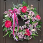 Wianek na drzwi ze sztucznych kwiatów ręcznie robiony 45cm