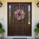 Wianek na drzwi ze sztucznych kwiatów ręcznie robiony 45cm