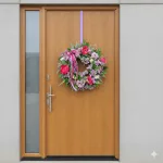 Wianek na drzwi ze sztucznych kwiatów ręcznie robiony 45cm