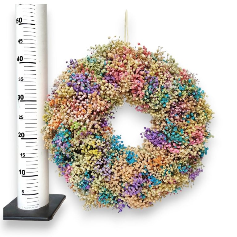 Wianek na drzwi z gipsówki stabilizowanej wiecznie żywy 40cm