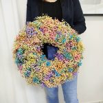 Wianek na drzwi z gipsówki stabilizowanej wiecznie żywy 40cm