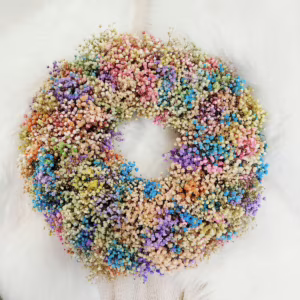 Wianek na drzwi z gipsówki stabilizowanej wiecznie żywy 40cm