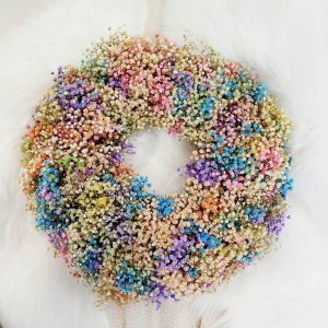 Wianek na drzwi z gipsówki stabilizowanej wiecznie żywy 40cm