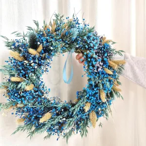 Wianek na drzwi z gipsówki stabilizowanej wiecznie żywy 45cm