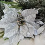 Wianek świąteczny bożonarodzeniowy sztuczny poinsecja- 60cm - ręcznie robiony