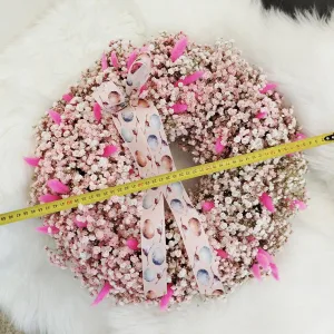 Wianek na drzwi z gipsówki suszonej różowy 45cm