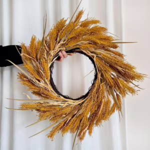 Wianek na drzwi ze sztucznych kłosów jesienny 50cm