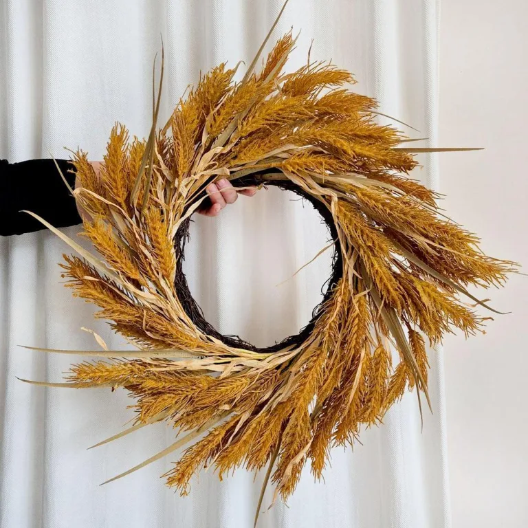 Wianek na drzwi ze sztucznych kłosów jesienny 50cm