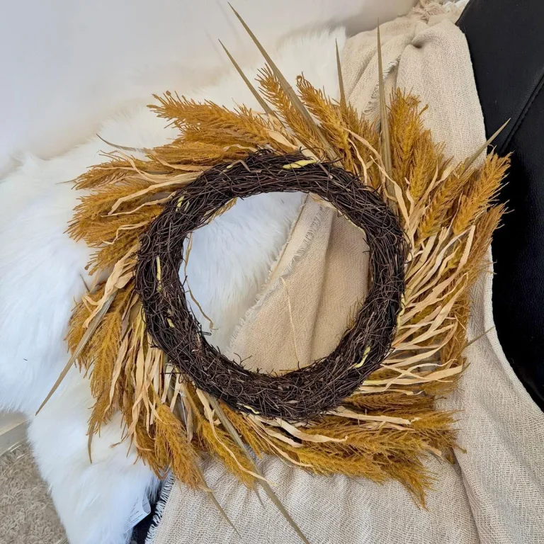 Wianek na drzwi ze sztucznych kłosów jesienny 50cm