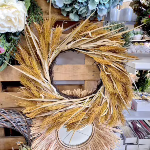 Wianek na drzwi ze sztucznych kłosów jesienny 50cm