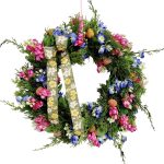 Wianek na drzwi ze sztucznych kwiatów wiosenny kolorowy 50cm