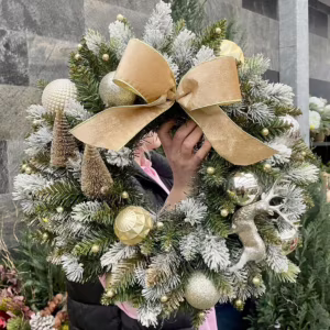 Wianek świąteczny bożonarodzeniowy sztuczny - 45cm - ręcznie robiony