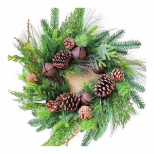 Wianek sztuczny z szyszkami i dzwonkami śr.60cm