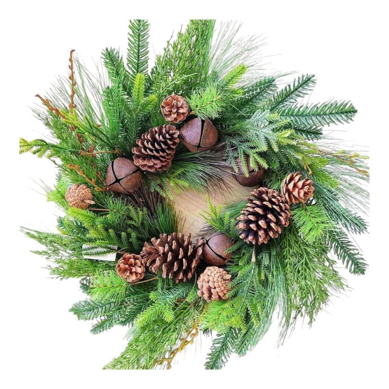 Wianek sztuczny z szyszkami i dzwonkami śr.60cm