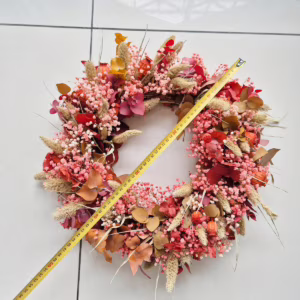 Wianek na drzwi z suszonych kwiatów ręcznie robiony 60cm