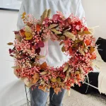 Wianek na drzwi z suszonych kwiatów ręcznie robiony 60cm