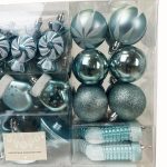 Zestaw dekoracji choinkowych Bombki Bańki niebieskie 77szt