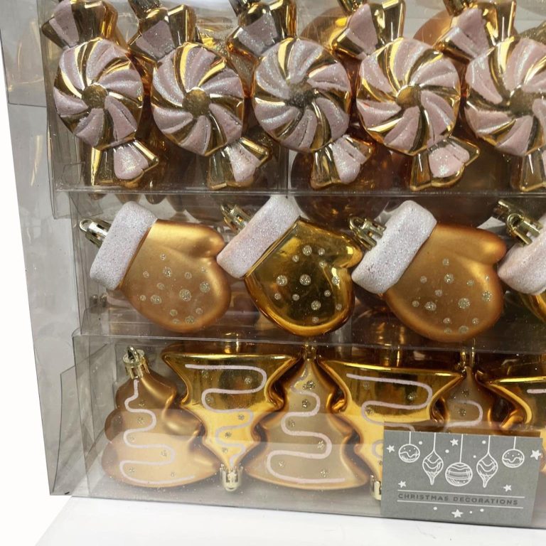 Zestaw dekoracji choinkowych Bombki Bańki złote77szt