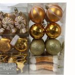 Zestaw dekoracji choinkowych Bombki Bańki złote77szt