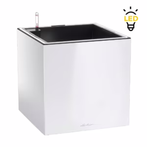 Doniczka plastikowa Lechuza Canto Led kostka biała