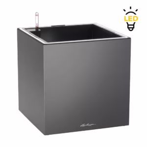 Doniczka plastikowa Lechuza Canto Led kostka antracytowa