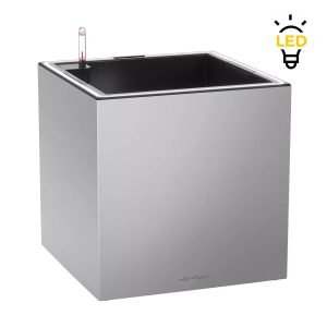 Doniczka plastikowa Lechuza Canto Led kostka szary