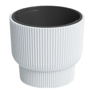 Doniczka plastikowa "Cylinder niski" prążkowana biała