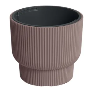 Doniczka plastikowa "Cylinder niski" prążkowana różowa