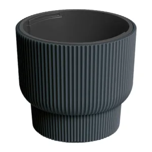 Doniczka plastikowa "Cylinder niski" prążkowana antracytowa