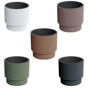 Doniczka plastikowa "Cylinder wysoki" prążkowana różowa